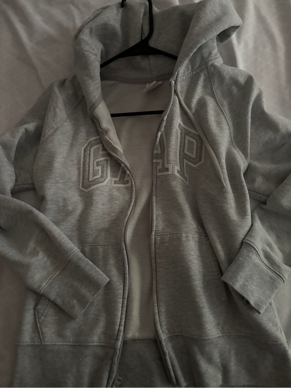 GAP Heather Gray Full-Zip Hooded Sweatshirt